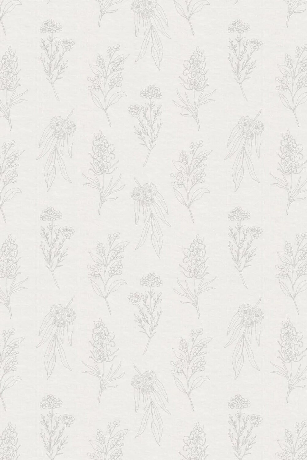 Native Wildflowers in Soft Grey Wallpaper