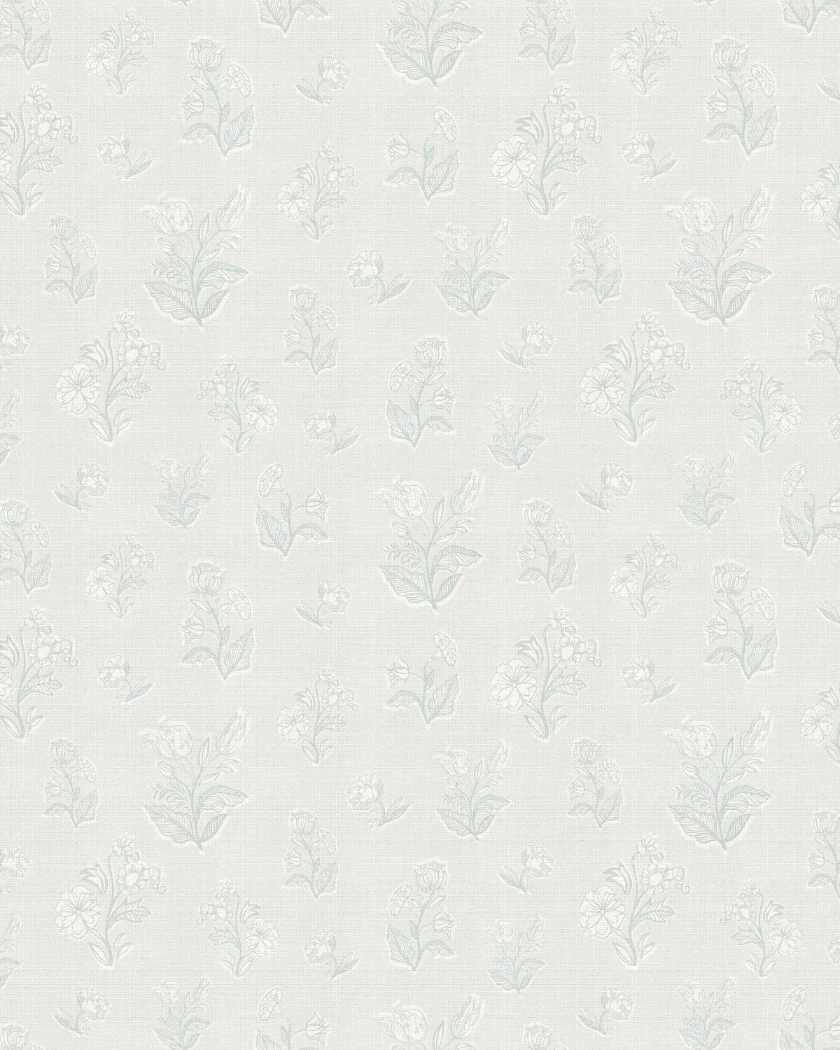 Flower Bed Posies in Light Blue Wallpaper