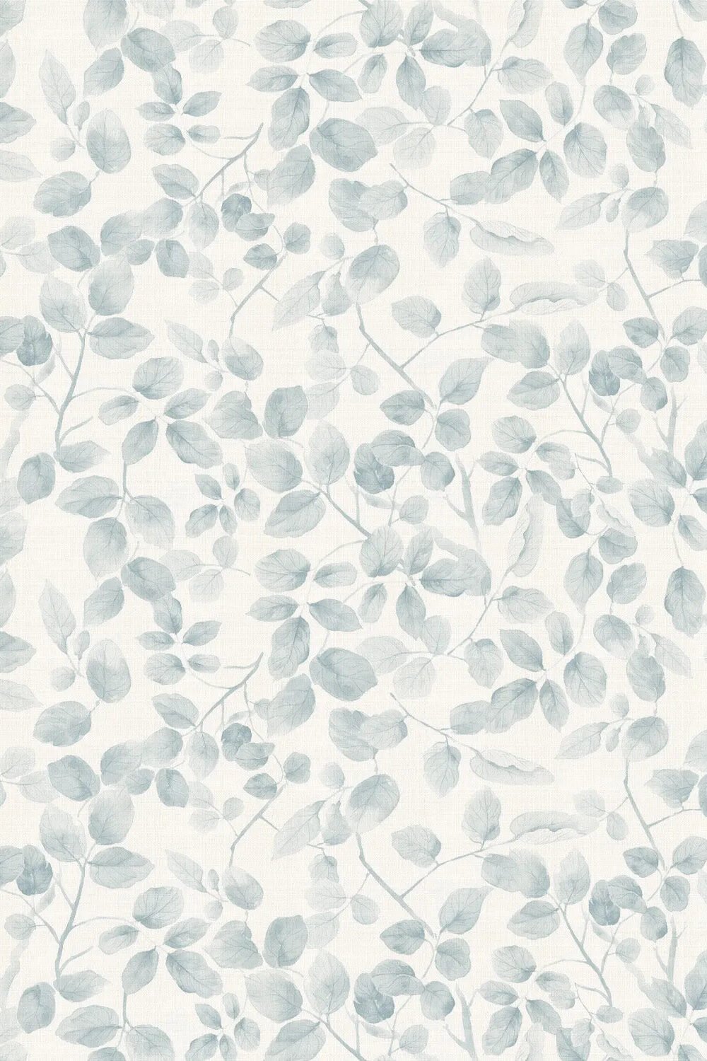 Leafy Country Foliage in Blue & White Wallpaper