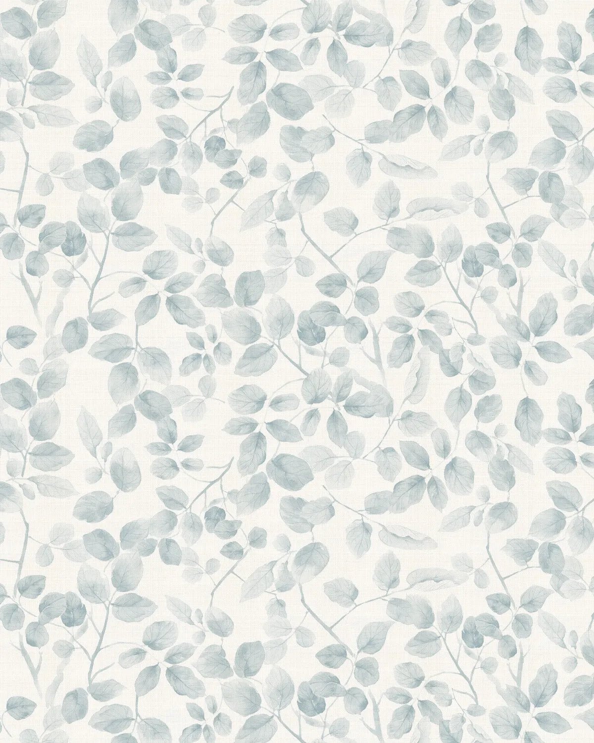 Leafy Country Foliage in Blue & White Wallpaper