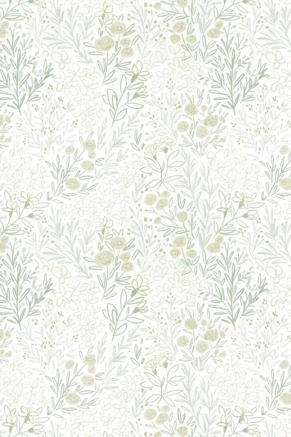Floral Sketch Sage Green Wallpaper