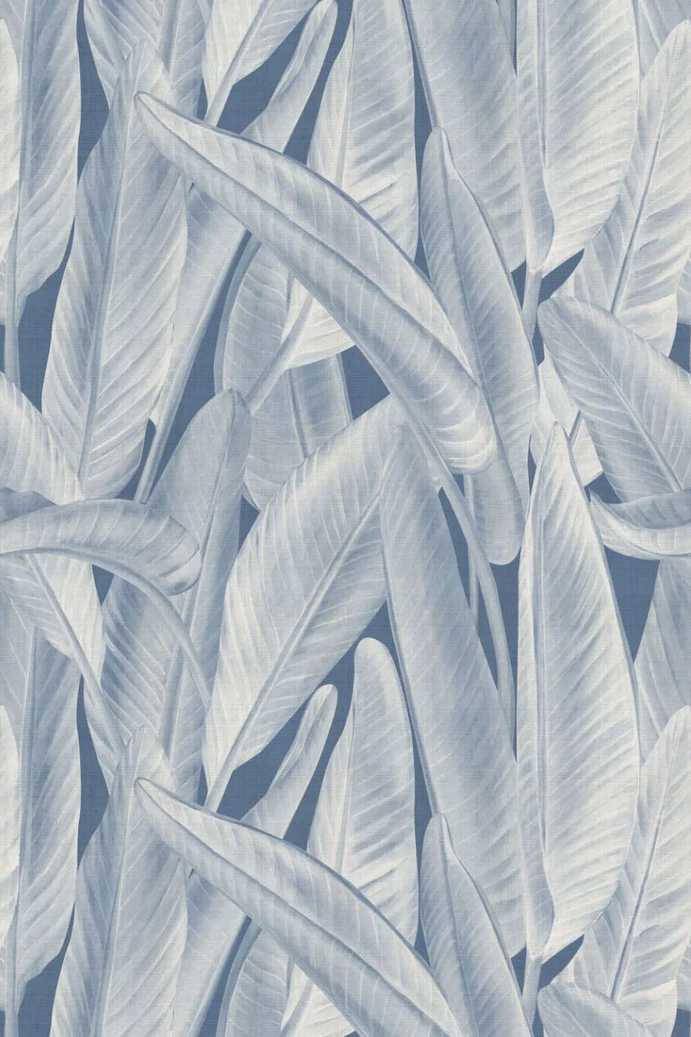 Gold Coast Palm White on Navy Blue Wallpaper
