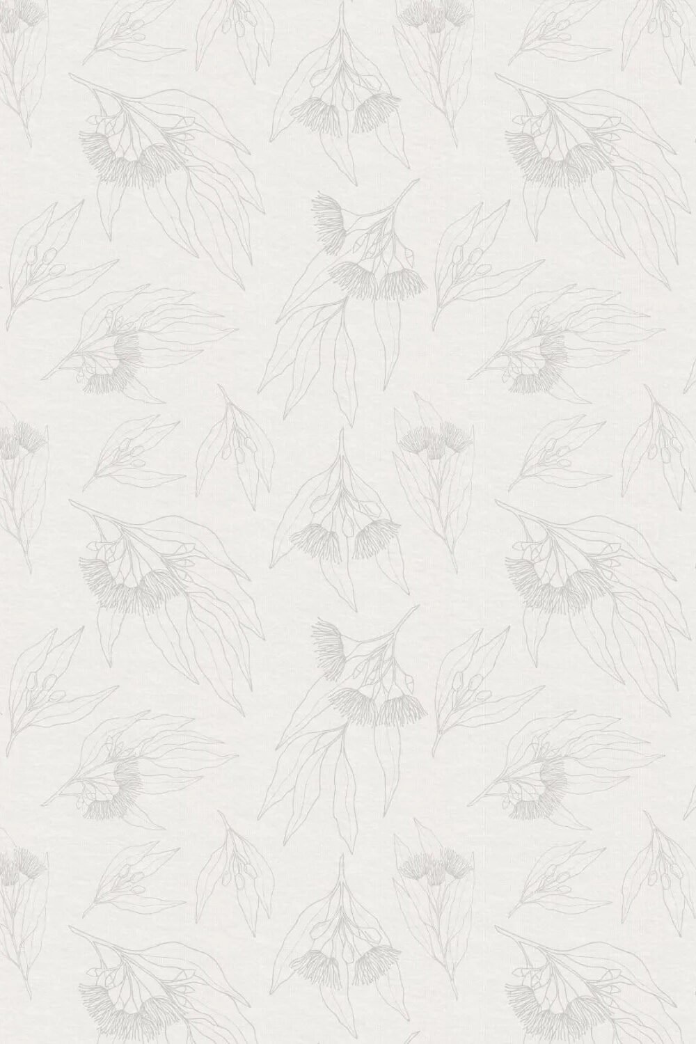 Eucalyptus Sketched in Soft Grey Wallpaper