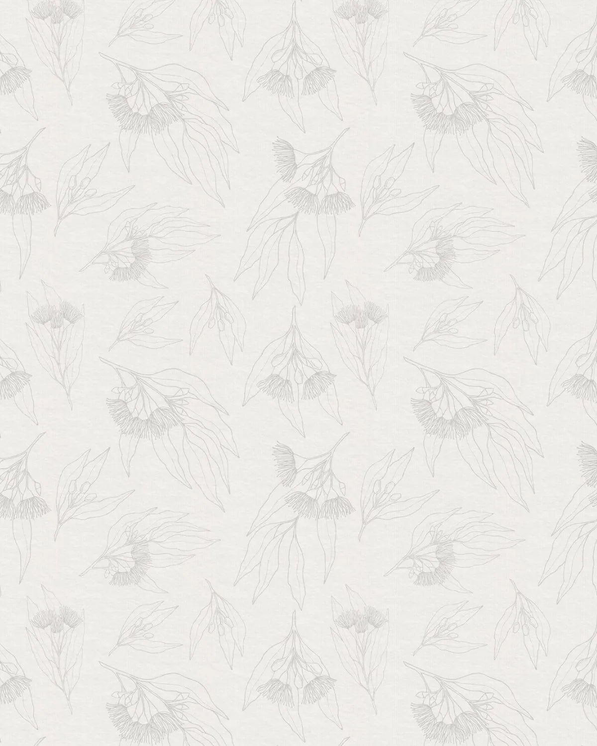 Eucalyptus Sketched in Soft Grey Wallpaper