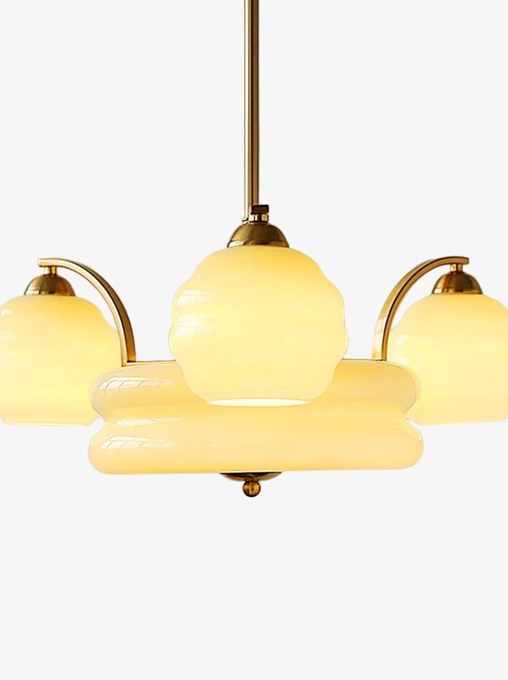Grandeur Art Glass Metal Chandelier