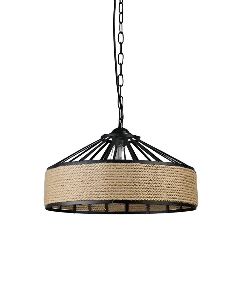 Classic Hemp Rope Rustic Iron Pendant Light