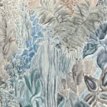Daintree Botanical Panoramic Mural in Blue Wallpaper