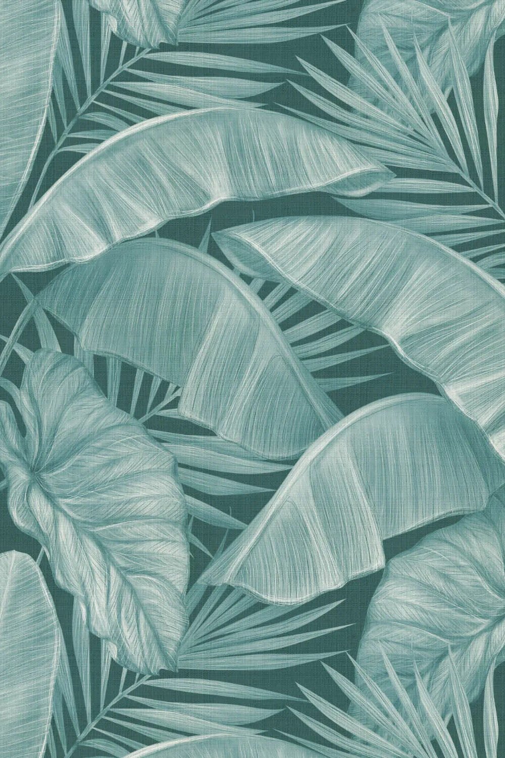 Escape To The Tropics Large Deep Teal Blue Wallpaper