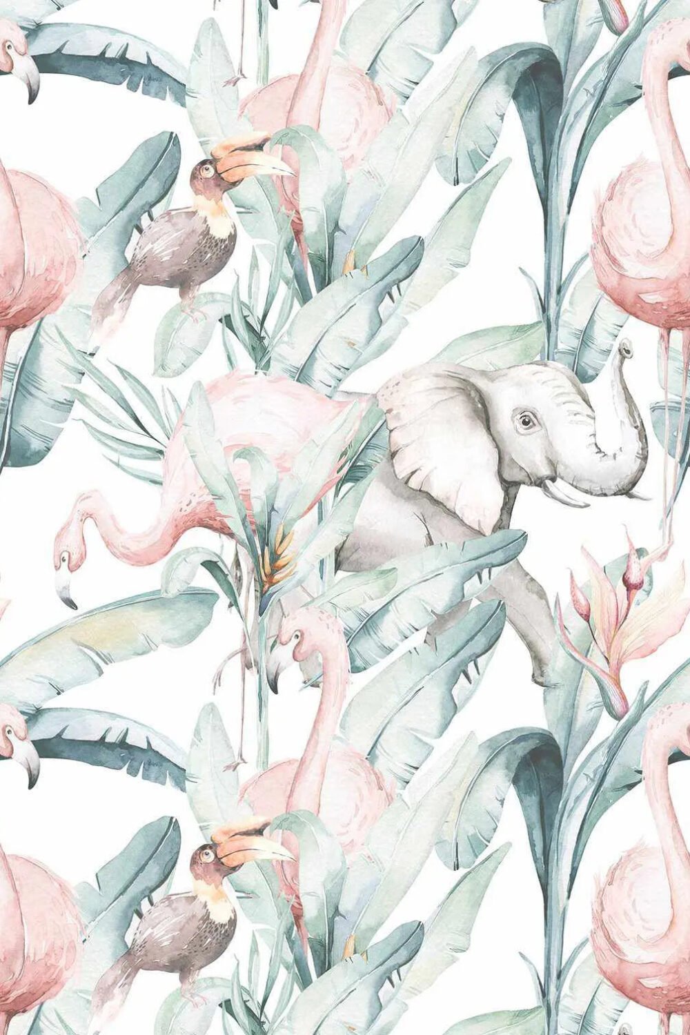 Flamingo in the Palms Wallpaper