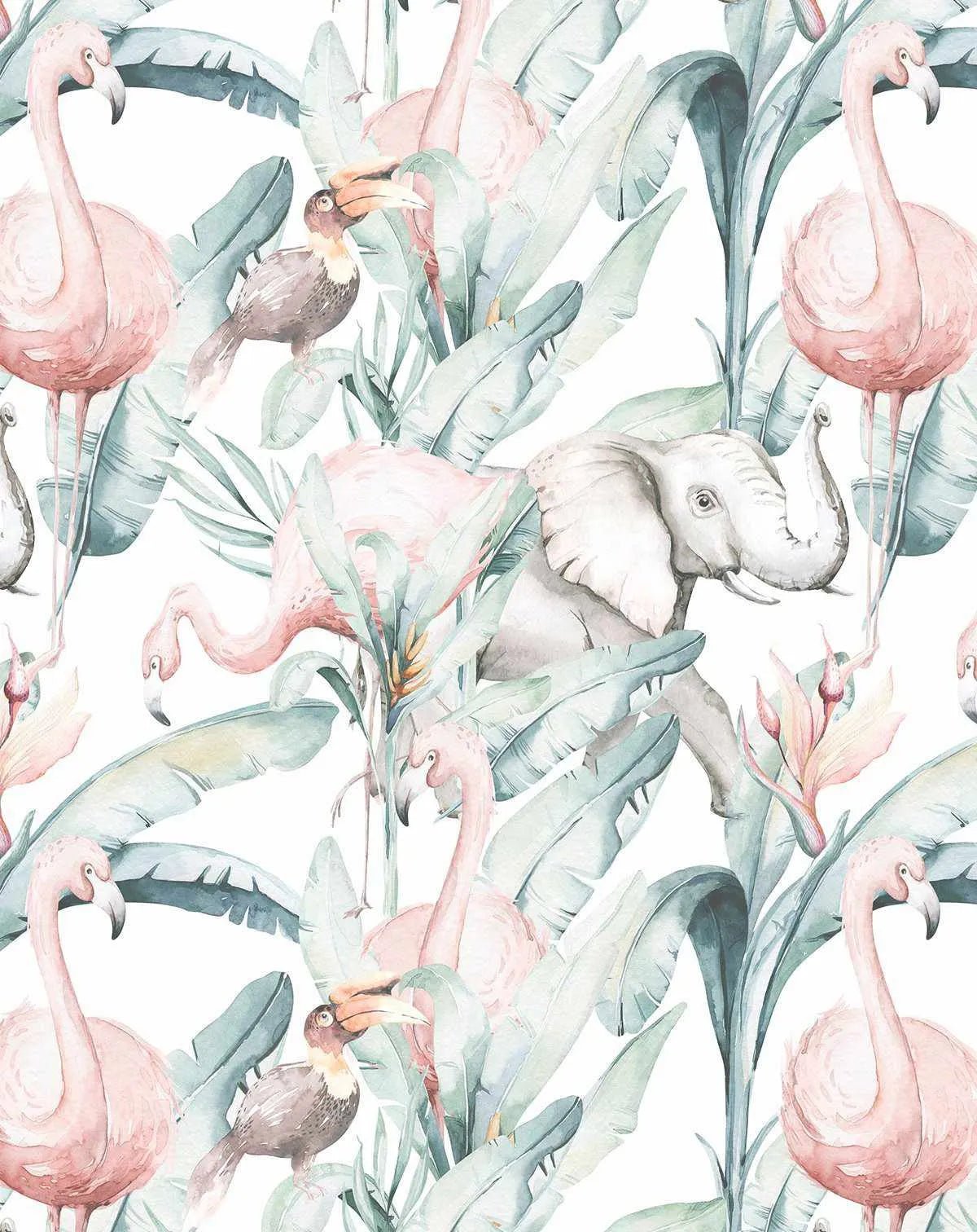 Flamingo in the Palms Wallpaper
