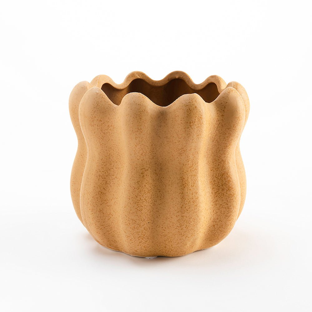 Mocha Bloom Round Pot