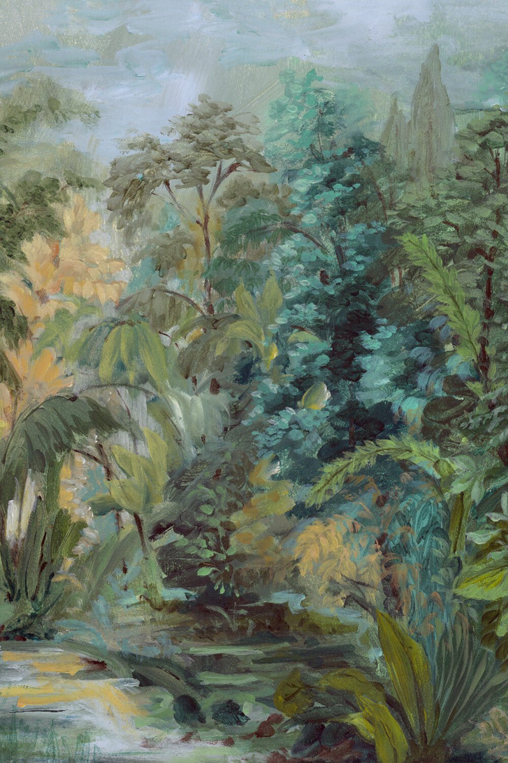 Lagoon Botanica Panoramic Mural Wallpaper
