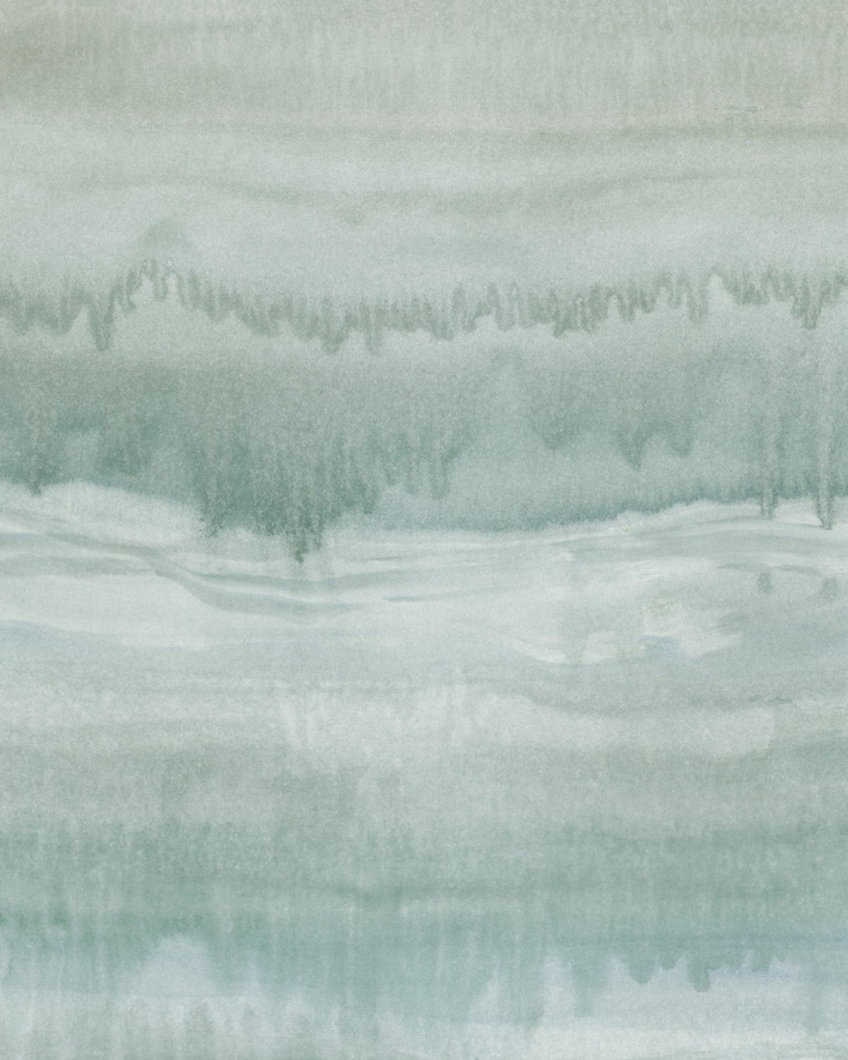 Mineral Fade Panoramic Painted Mural in Sage Green Wallpaper