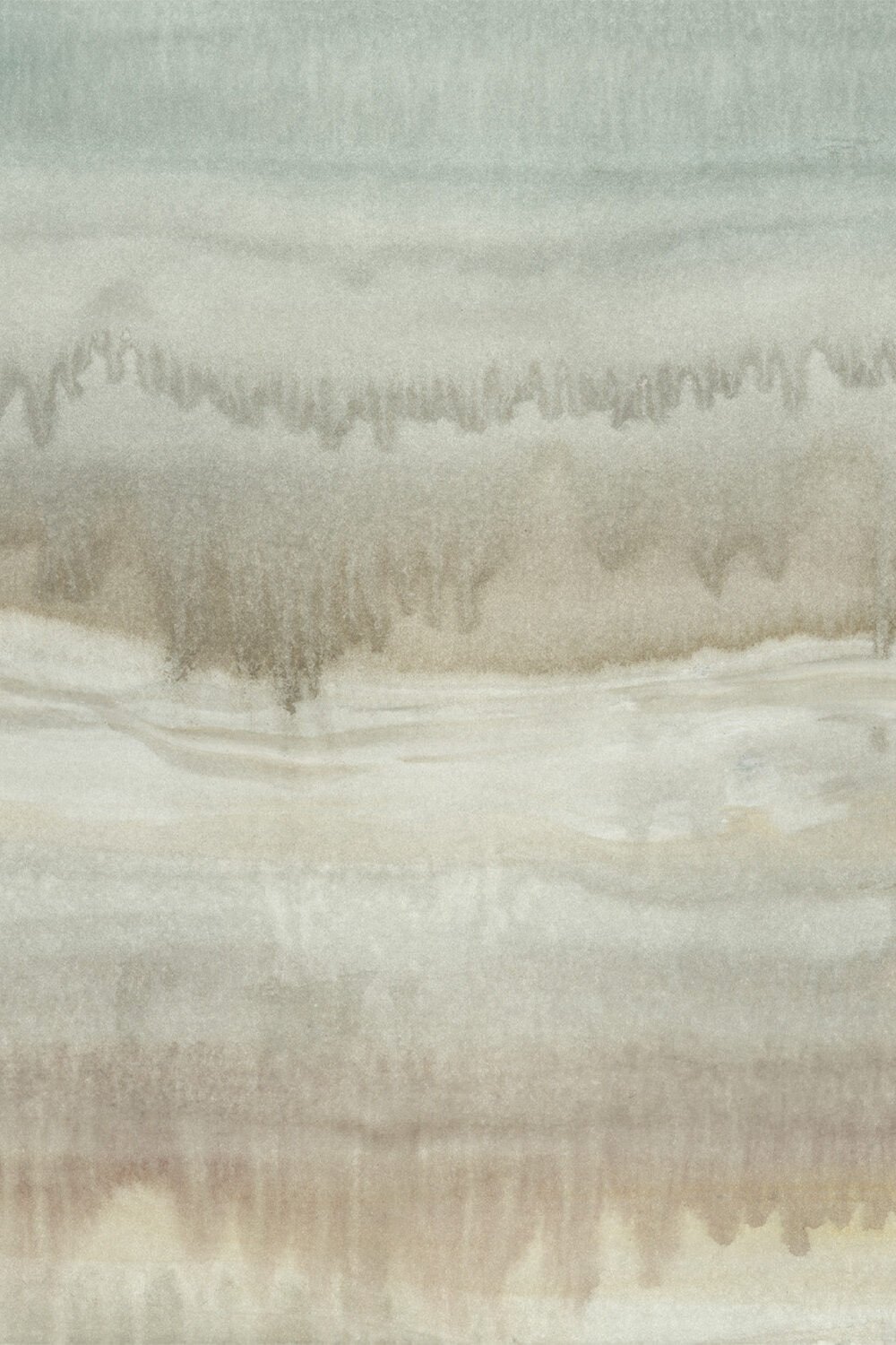 Mineral Fade Panoramic Painted Mural in Stone Taupe Wallpaper