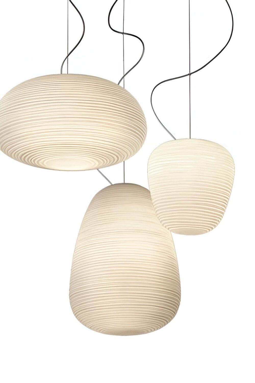 Nordic Modern Ribbed Opal White Globe Glass Pendant Light