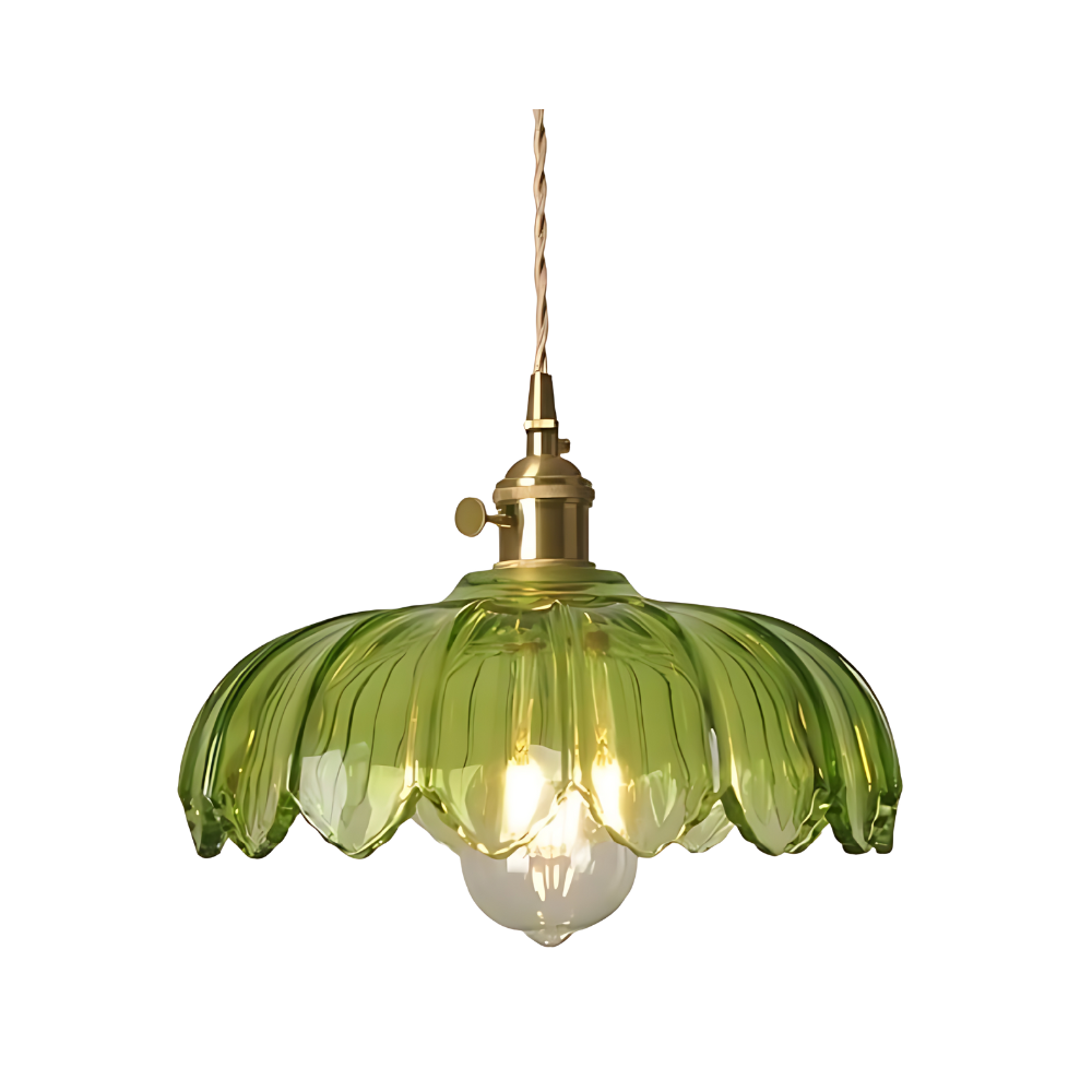 Emerald Lotus Retro Glass Ceiling Light