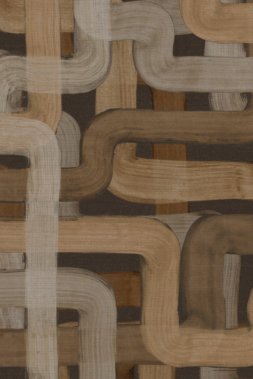 Painted Pathways in Brown Wallpaper