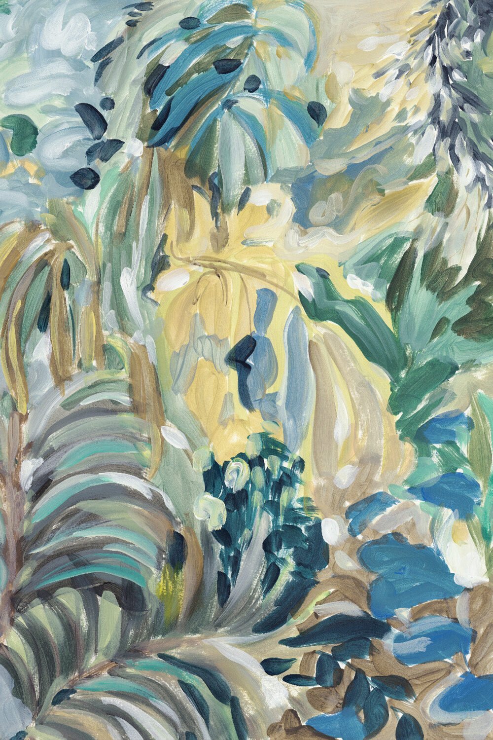 Abstract Botanical Wallpaper Mural in Emerald Green Wallpaper