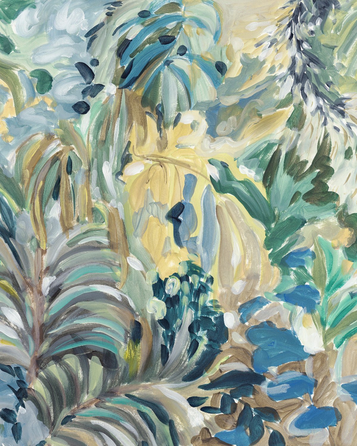 Abstract Botanical Wallpaper Mural in Emerald Green Wallpaper