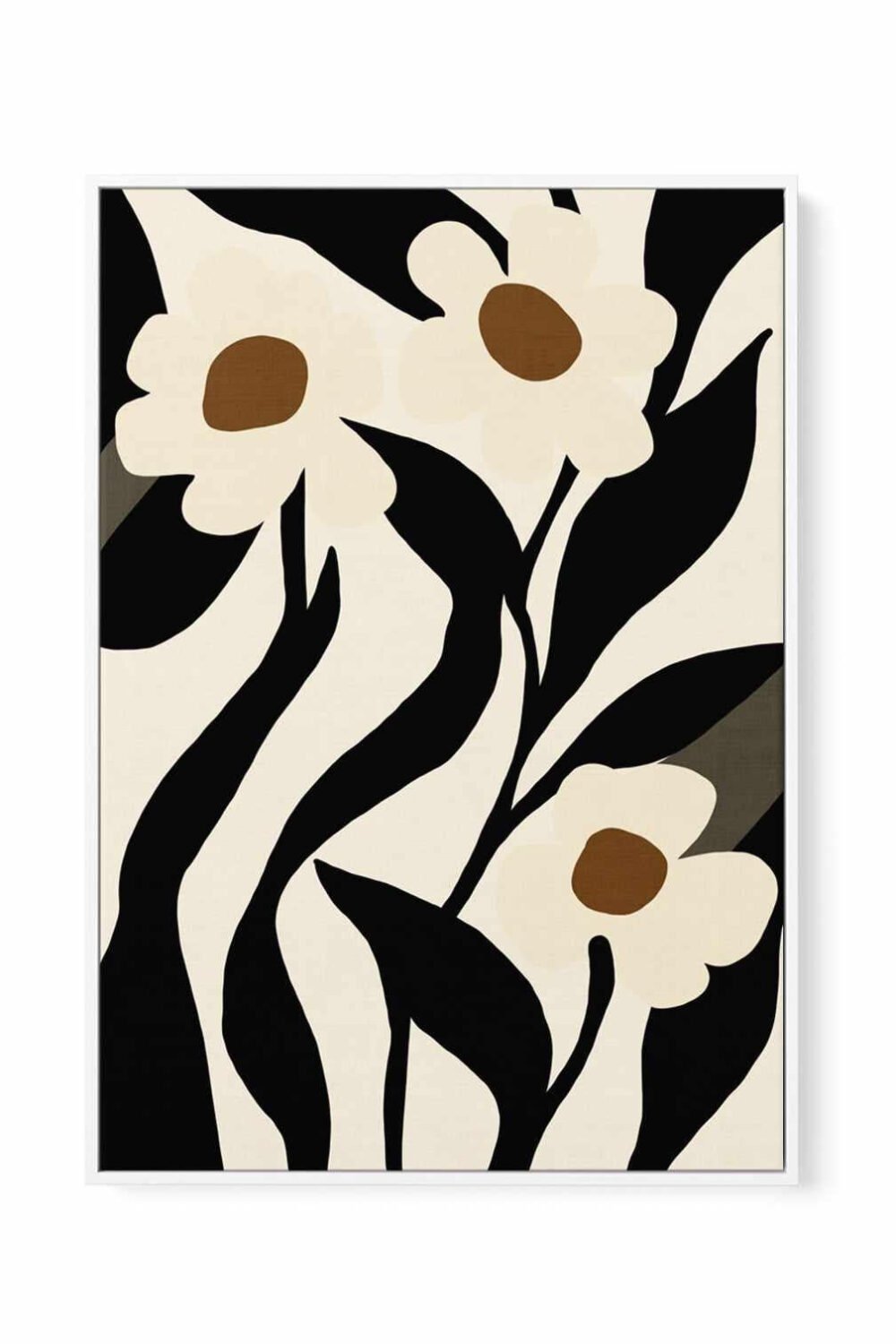 Stylized Floral In Black By Rich Styles | Framed Canvas Art Print