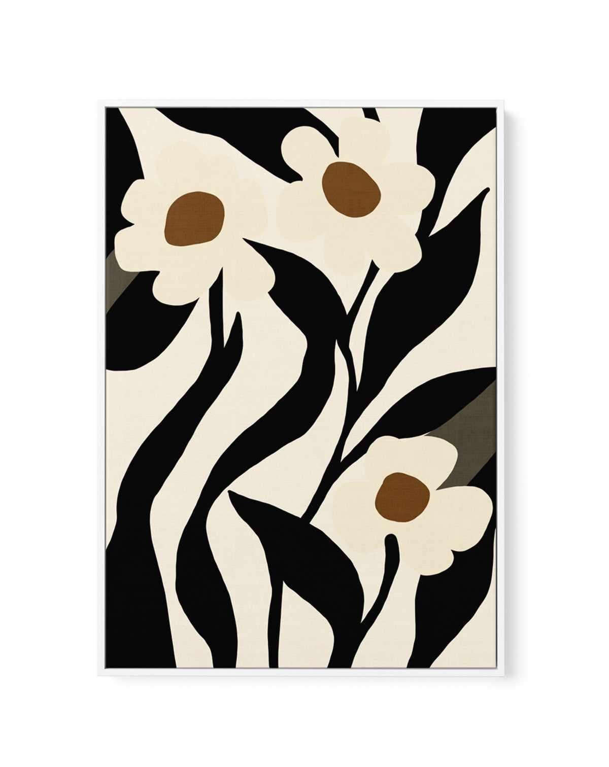 Stylized Floral In Black By Rich Styles | Framed Canvas Art Print