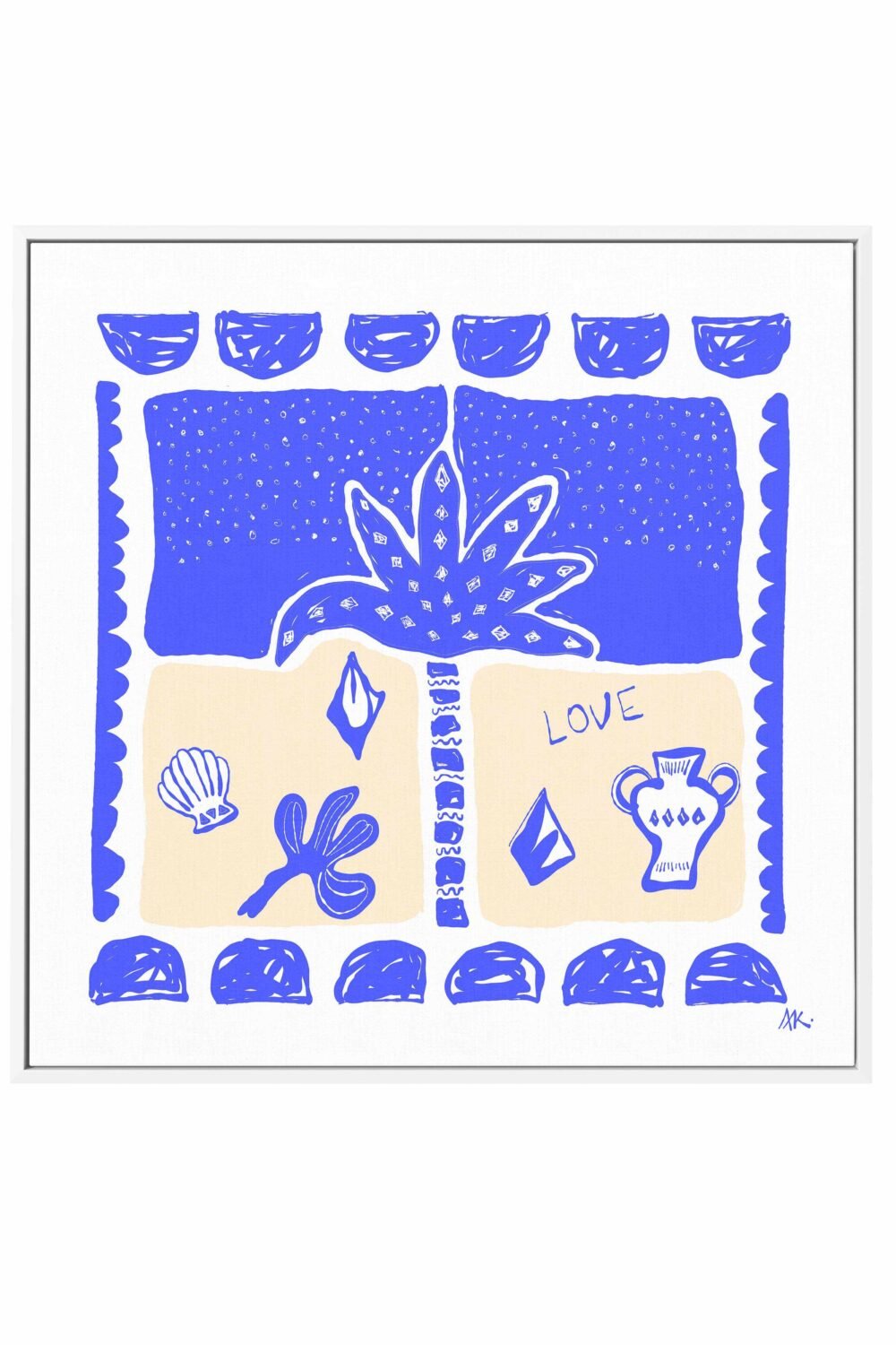 Summer Nights Deep Blue Beige By Rich Styles | Framed Canvas Art Print