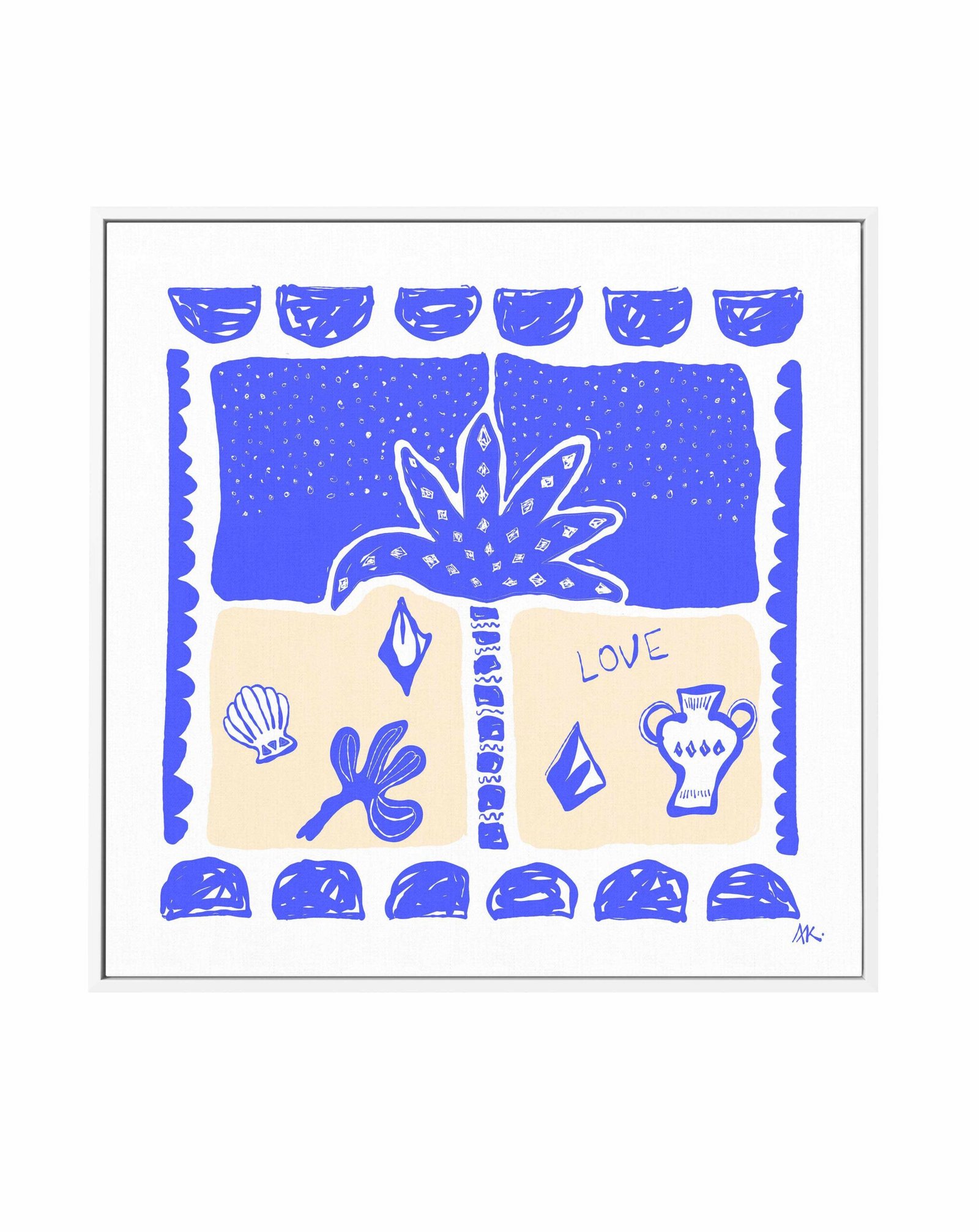 Summer Nights Deep Blue Beige By Rich Styles | Framed Canvas Art Print