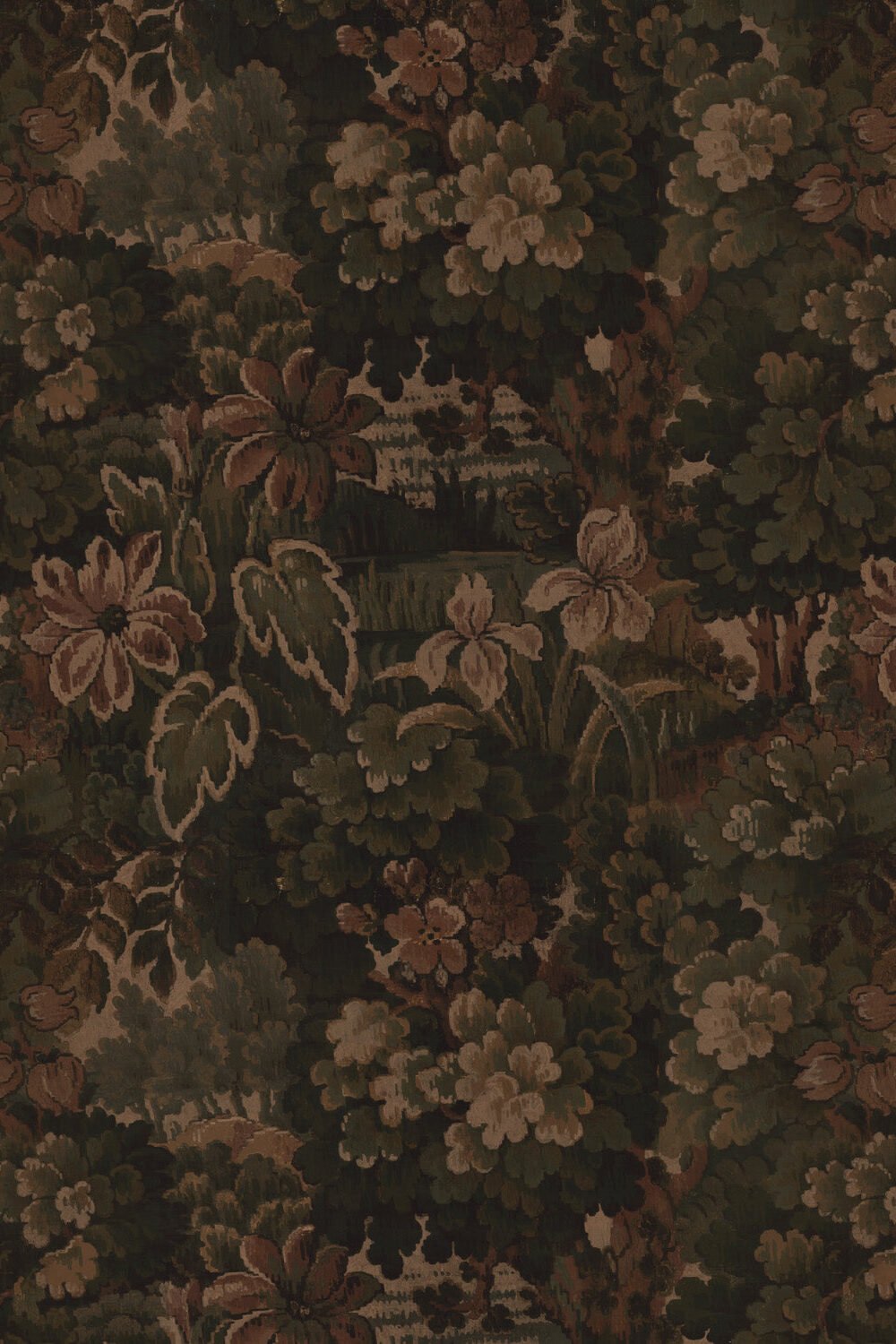Vintage Tapestry Botanica in Moody Brown Wallpaper