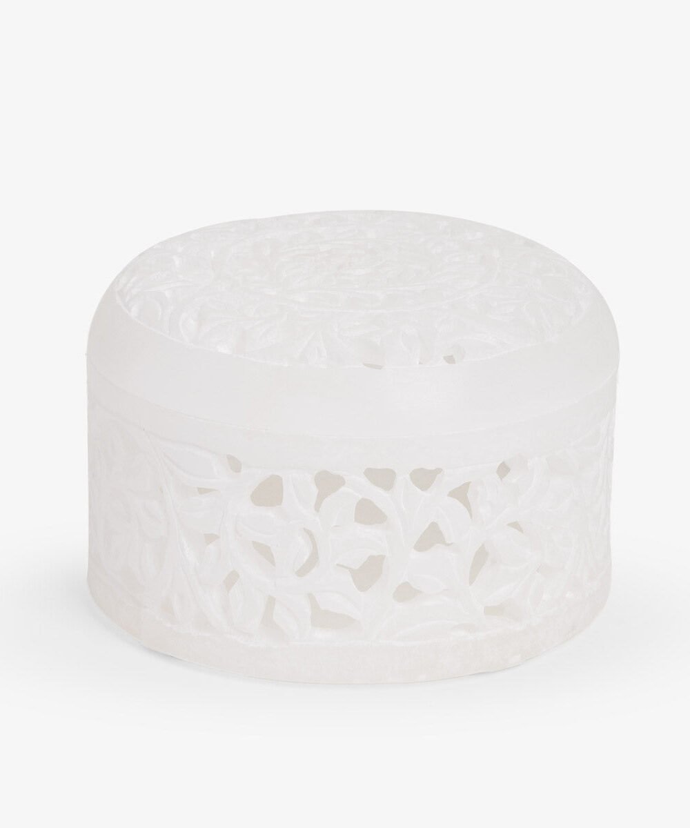 Marble Alabaster Round Box With Lid