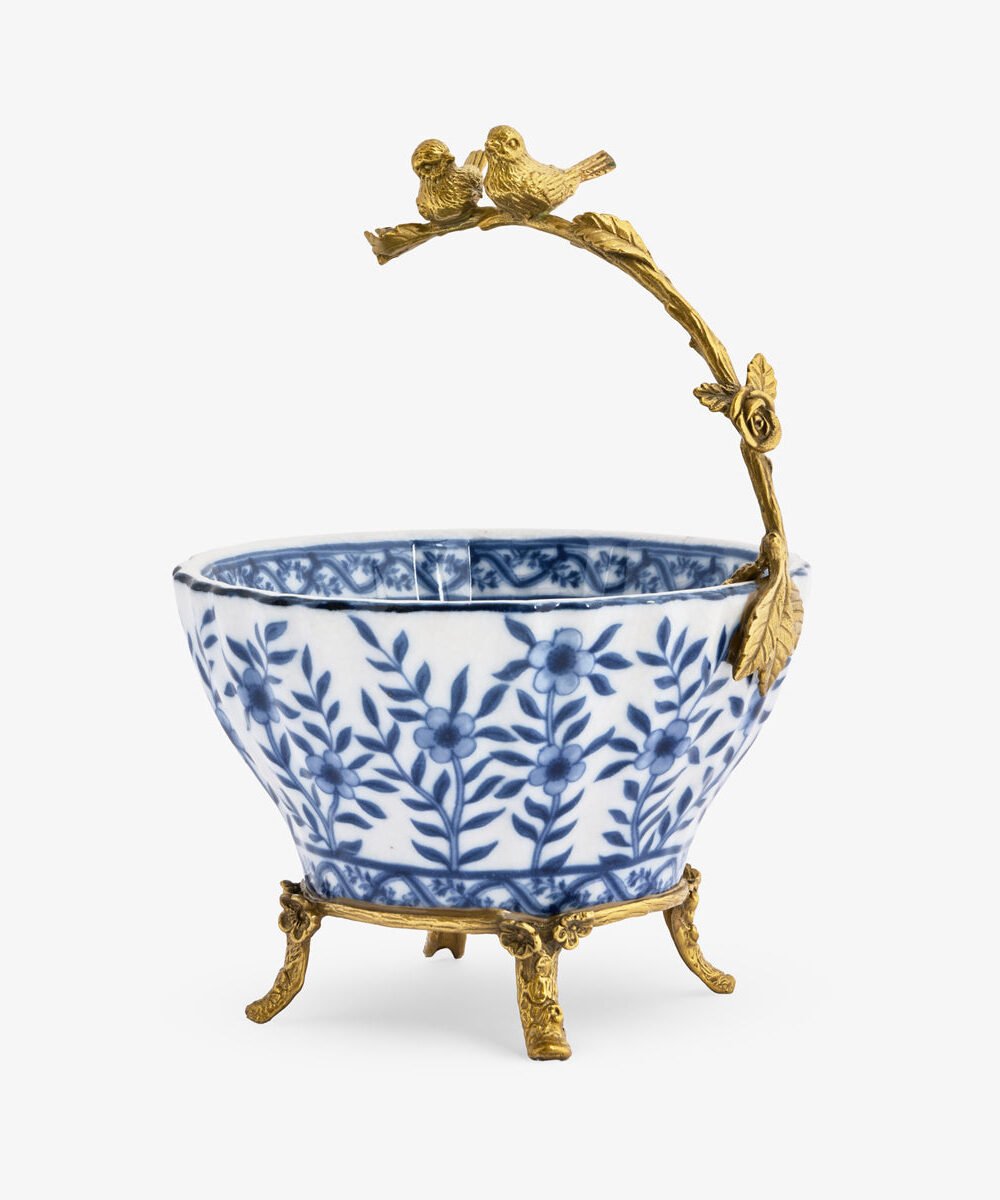 Barclay Blue Bowl With Bird Handle
