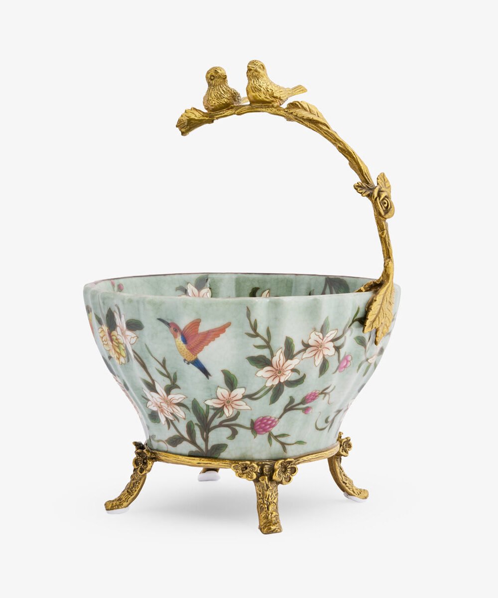 Barclay Celadon Bowl With Bird Handle