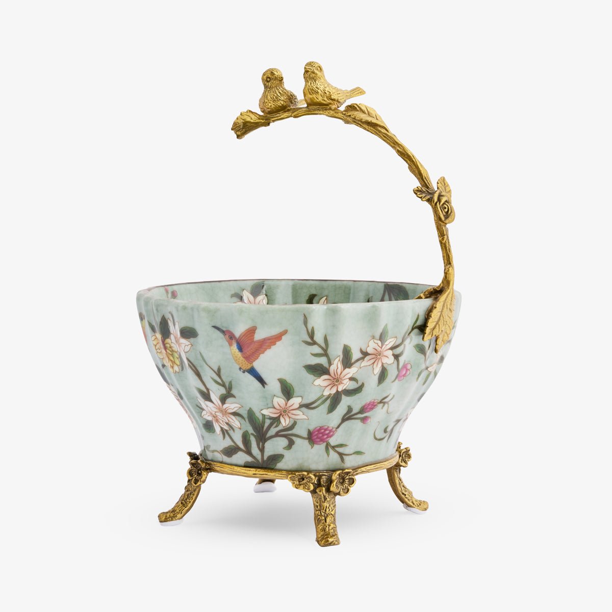 Barclay Celadon Bowl With Bird Handle