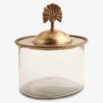 Oval Glass Box - Palm Lid (Brass)