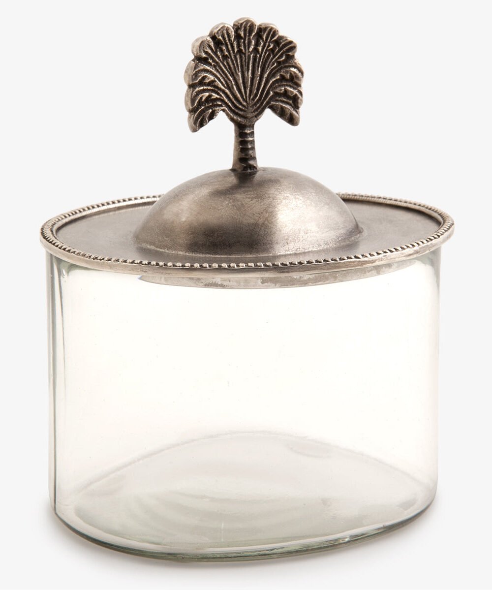 Palm Glass Box Container (Silver)