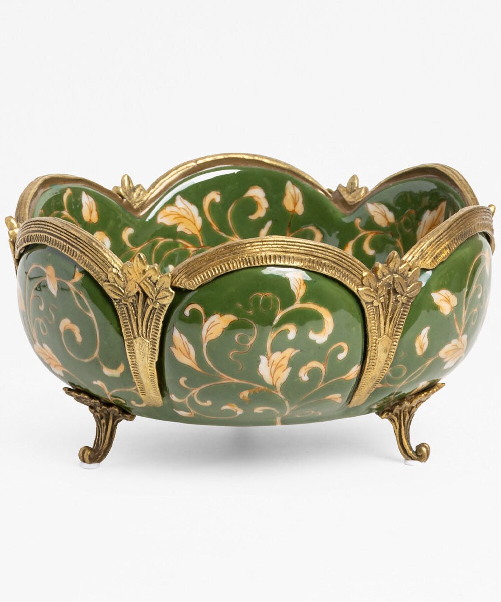 Barclay Scalloped Bowl With Brass (Green)