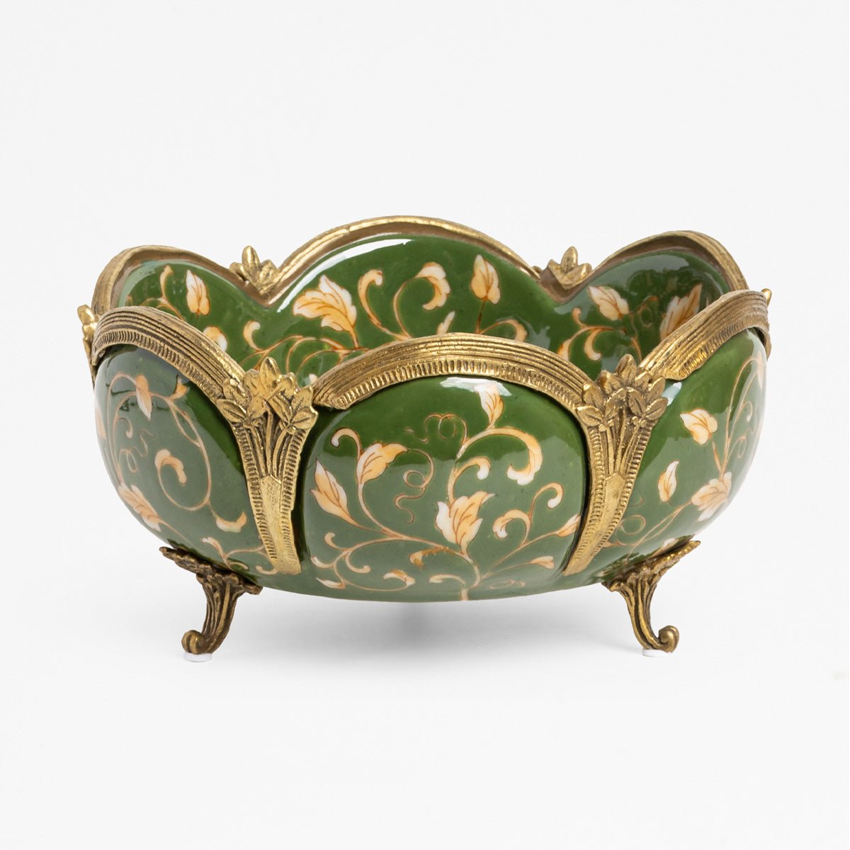 Barclay Scalloped Bowl With Brass (Green)
