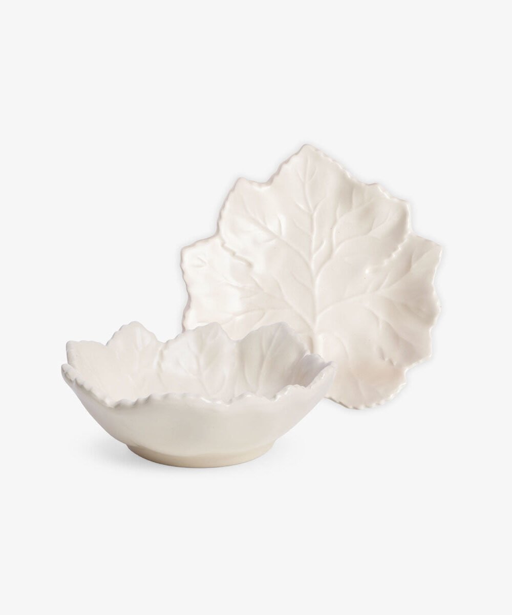 Leaf Bowl & Plate Ivory