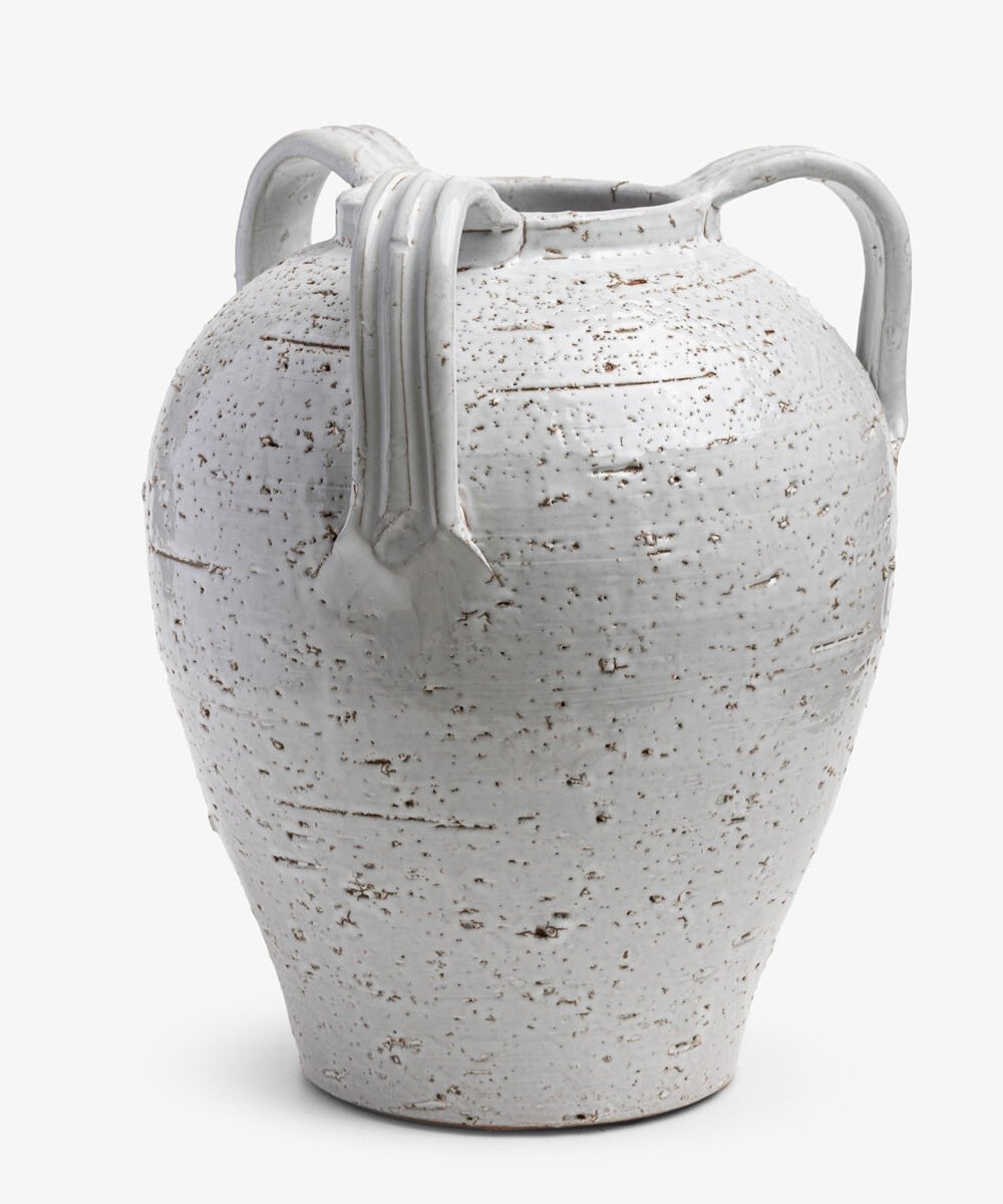 Eros Distressed Three Handle Pot (White)