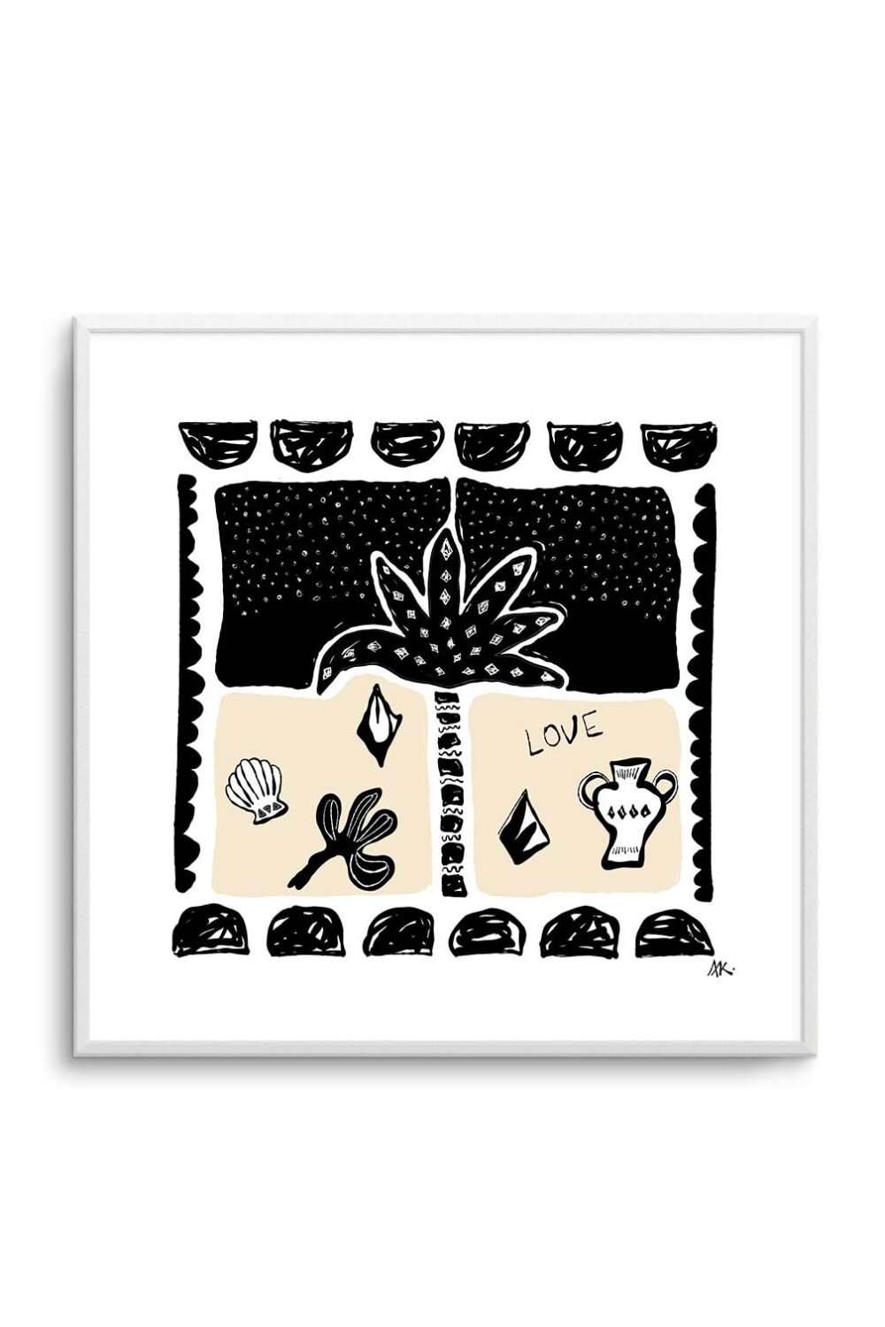 Summer Nights Beige Black By Rich Styles | Art Print