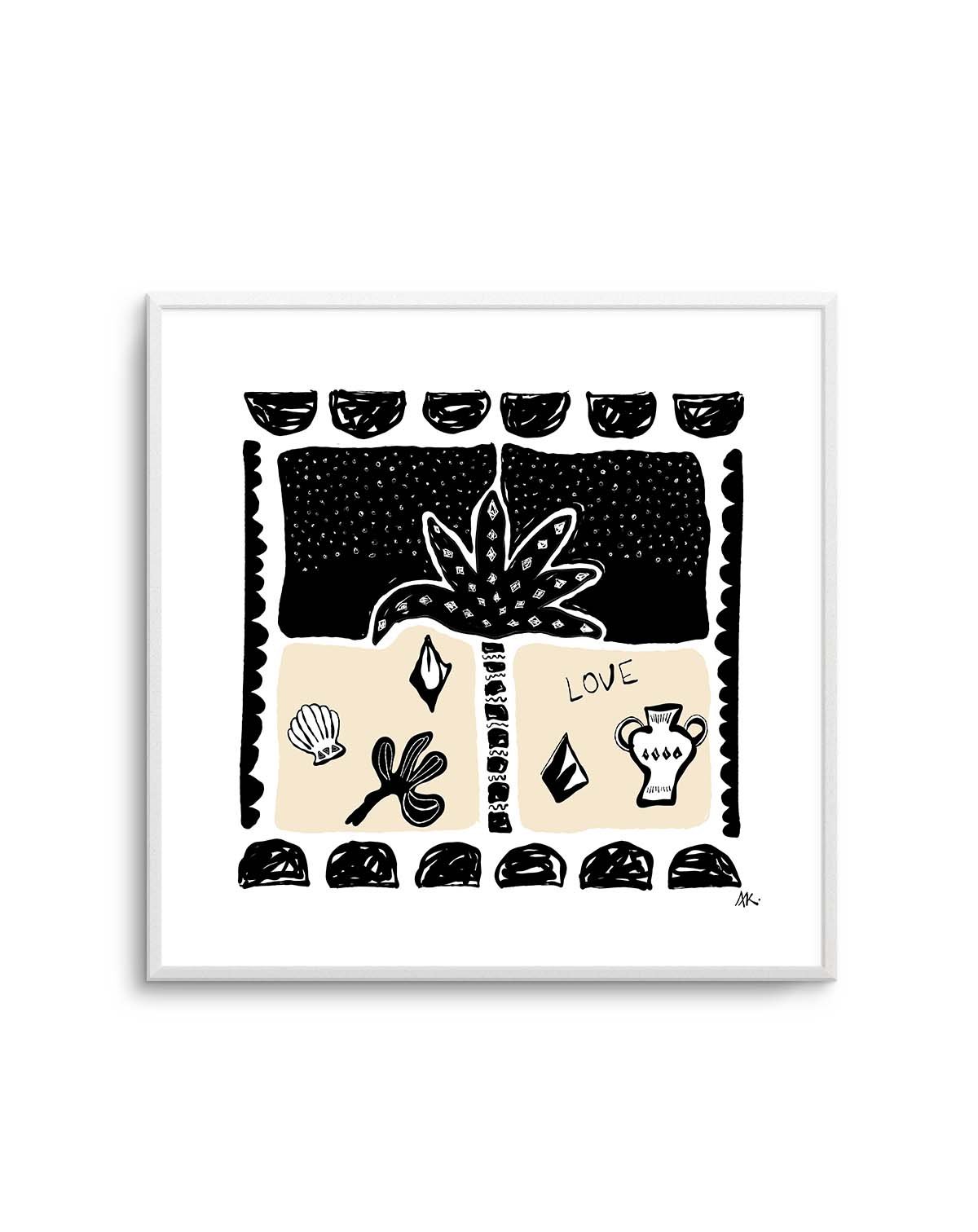 Summer Nights Beige Black By Rich Styles | Art Print