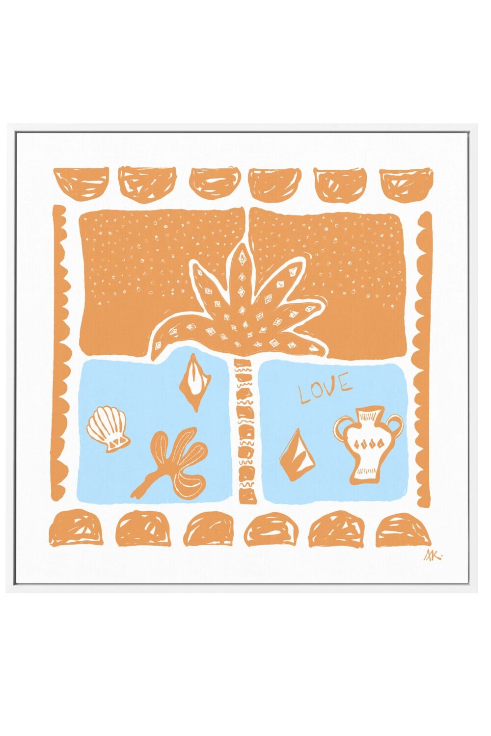 Summer Nights Tan Light Blue By Rich Styles | Framed Canvas Art Print