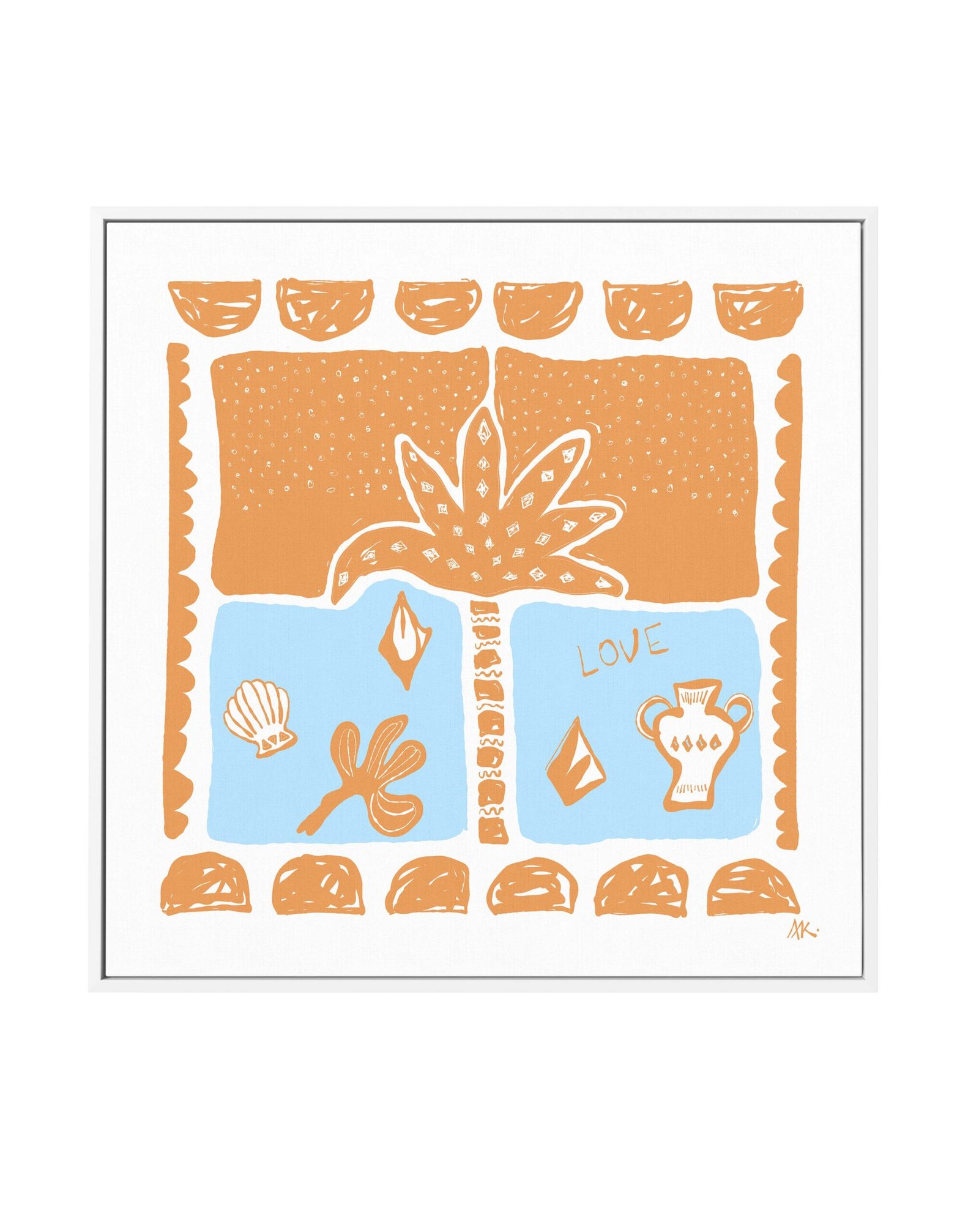 Summer Nights Tan Light Blue By Rich Styles | Framed Canvas Art Print