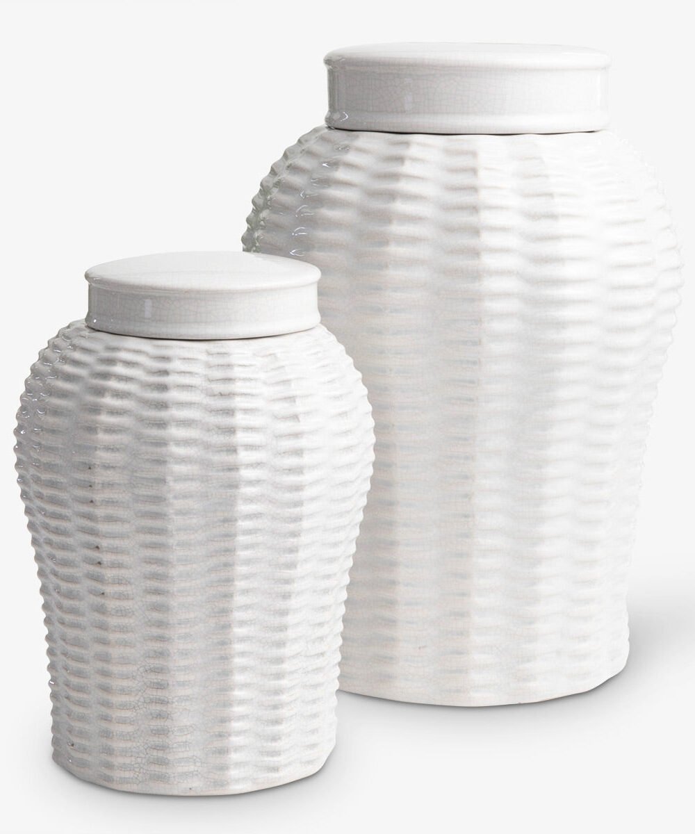 Woven Ceramic Jars (White)